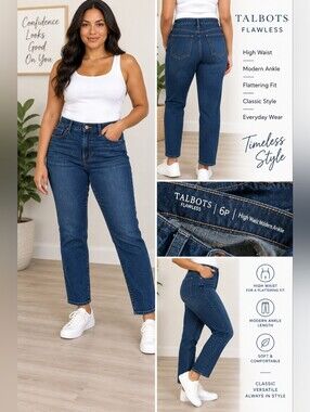 Talbots Flawless High-Waist Ankle Jeans in Dark Blue